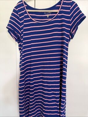 Lilly Pulitzer Navy and Pink Striped Tee Dress